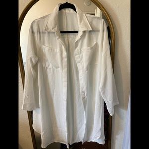White button up dress/ swim cover up